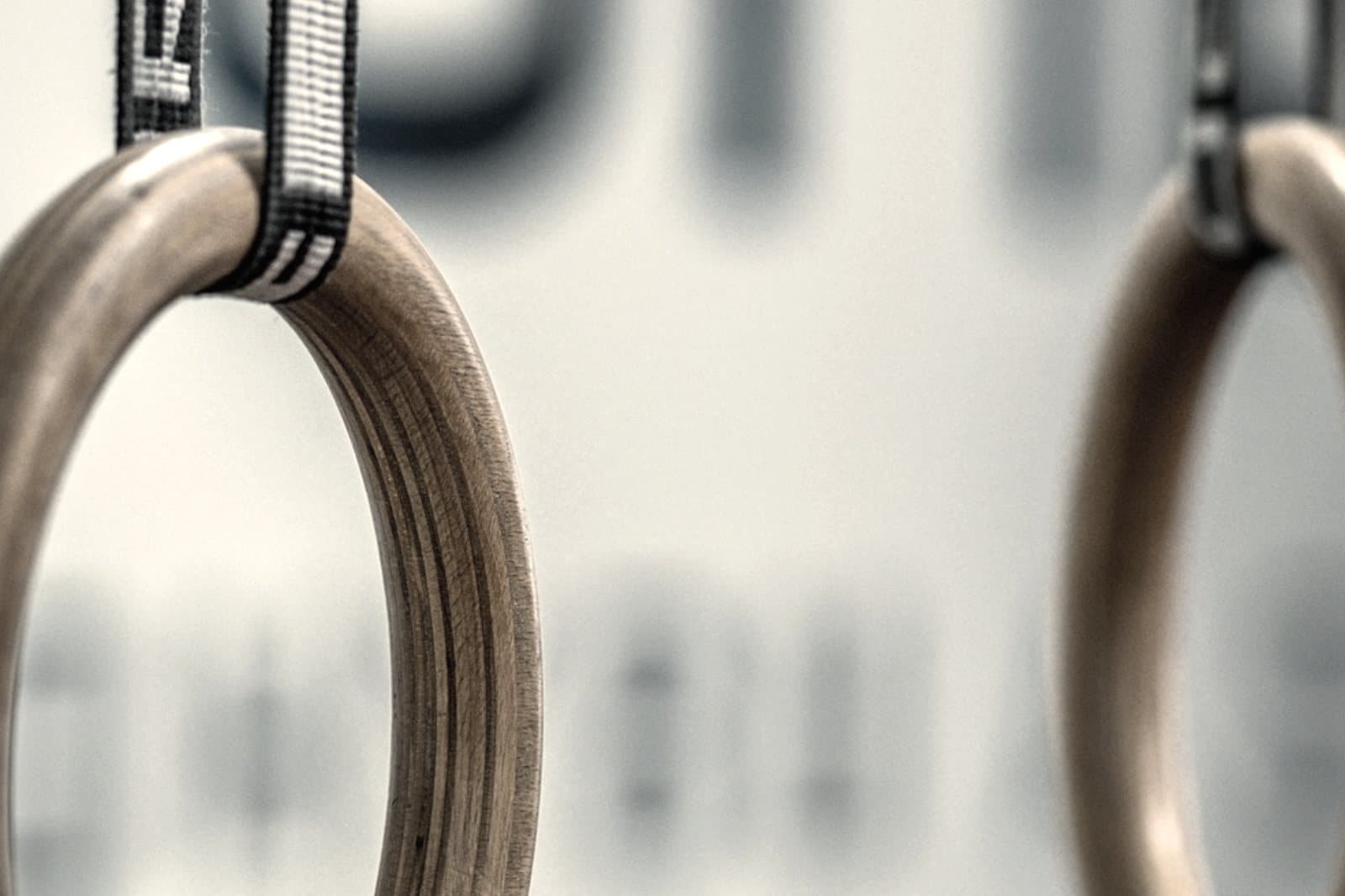 Gymnastic rings hanging in a training space